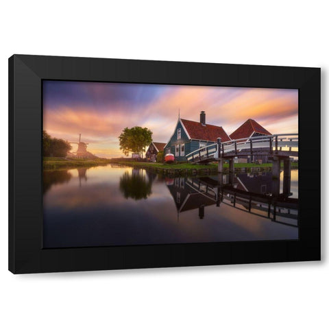 Zaanse Schans Black Modern Wood Framed Art Print with Double Matting by F. Turienzo, Carlos