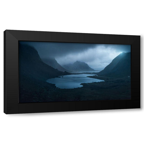 Blue Black Modern Wood Framed Art Print by Martin Castan, David