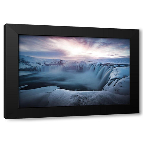 Morning Godafoss Black Modern Wood Framed Art Print with Double Matting by Bradnam, Colin