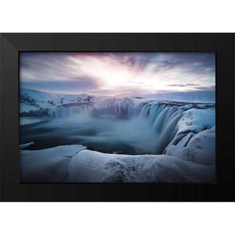 Morning Godafoss Black Modern Wood Framed Art Print by Bradnam, Colin