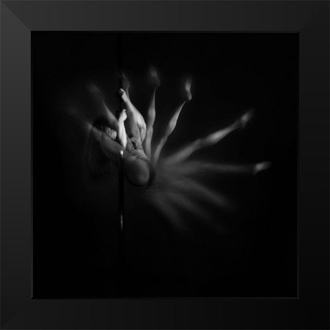 Pole Dancer Black Modern Wood Framed Art Print by Garci, Xavier