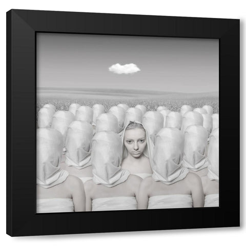 Holy Madonna Black Modern Wood Framed Art Print with Double Matting by Hardibudi