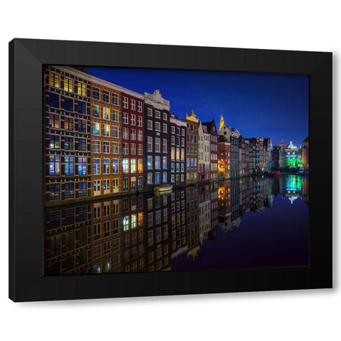 Amsterdam At Night 2017 Black Modern Wood Framed Art Print by Pablo De, Juan