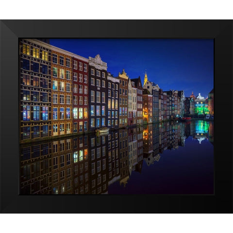 Amsterdam At Night 2017 Black Modern Wood Framed Art Print by Pablo De, Juan