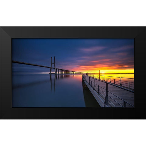Ponte Vasco Da Gama Black Modern Wood Framed Art Print by Ribeiro, Rui