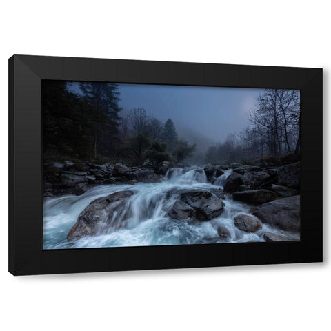 Waterland Black Modern Wood Framed Art Print with Double Matting by Bruzzone, Alfredo