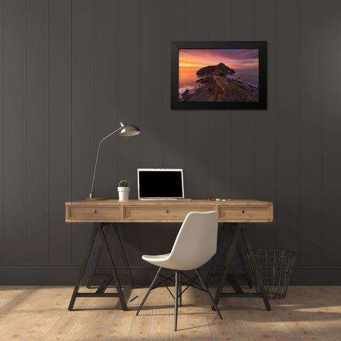 Gaztelugatxe Black Modern Wood Framed Art Print by Carrillo Lopez, Antonio