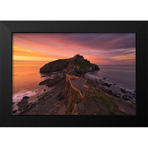 Gaztelugatxe Black Modern Wood Framed Art Print by Carrillo Lopez, Antonio