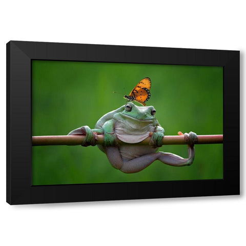 My Best Friend Black Modern Wood Framed Art Print by Pamungkas, Edy