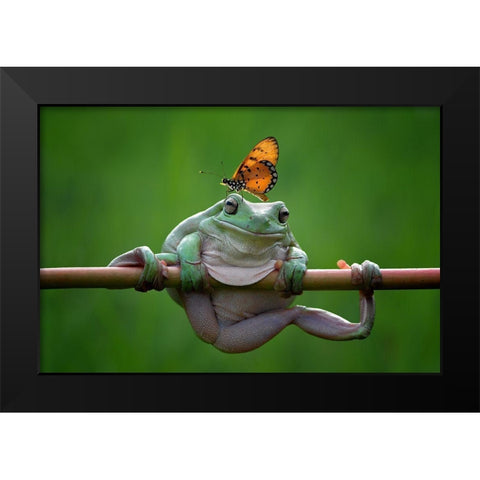 My Best Friend Black Modern Wood Framed Art Print by Pamungkas, Edy