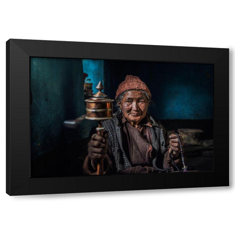 Live Peacefully Black Modern Wood Framed Art Print with Double Matting by Aldarwish, Fathi