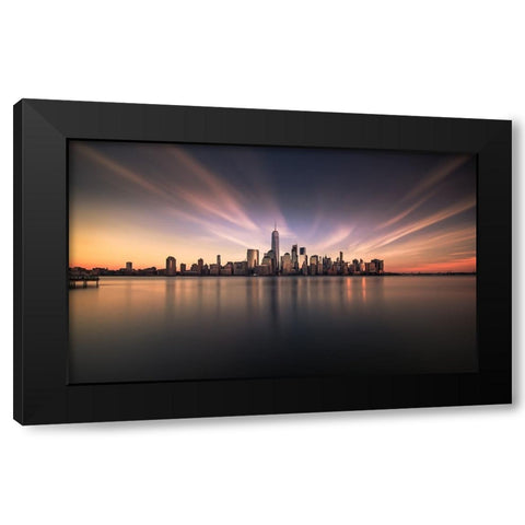 A Qfloatingq City Black Modern Wood Framed Art Print by Dai, Wei