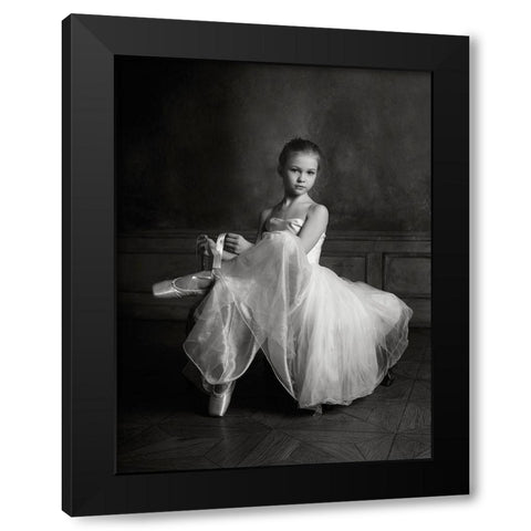 The Little Ballet Dancer Black Modern Wood Framed Art Print with Double Matting by Ivanova, Victoria