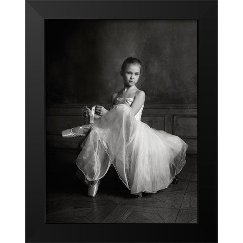 The Little Ballet Dancer Black Modern Wood Framed Art Print by Ivanova, Victoria