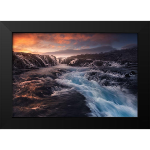 Blue Flow Black Modern Wood Framed Art Print by F. Turienzo, Carlos