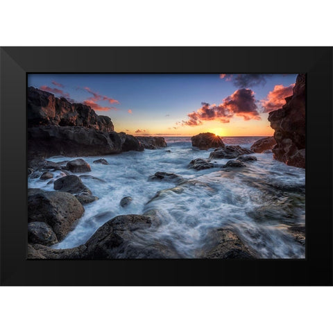 Sunstars Rocks Black Modern Wood Framed Art Print by Pascual, Miguel