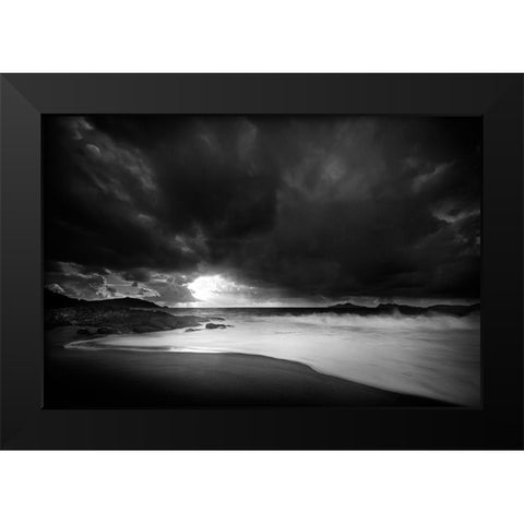 Storm Lights Black Modern Wood Framed Art Print by Pascual Buye, Santiago