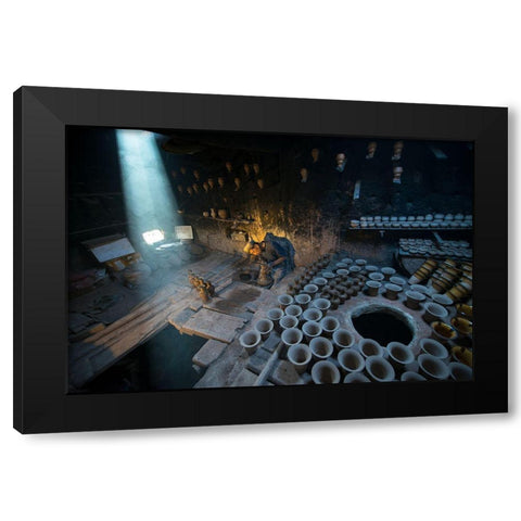 Attic Studio Black Modern Wood Framed Art Print with Double Matting by Mei, C.