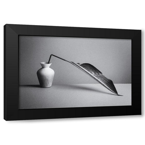 The Leaf Black Modern Wood Framed Art Print by Oveckova, Kristina