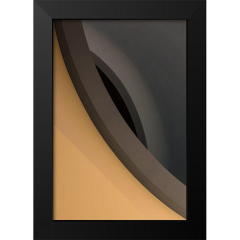 Curved Lines Black Modern Wood Framed Art Print by Pfeiffer, Peter