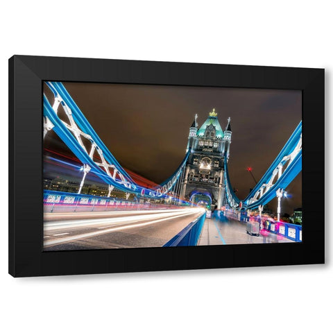 Crazy London Black Modern Wood Framed Art Print by Lashin, Ahmed