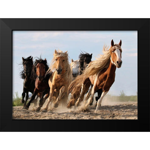 Lucky Six Black Modern Wood Framed Art Print by Wong, Adam