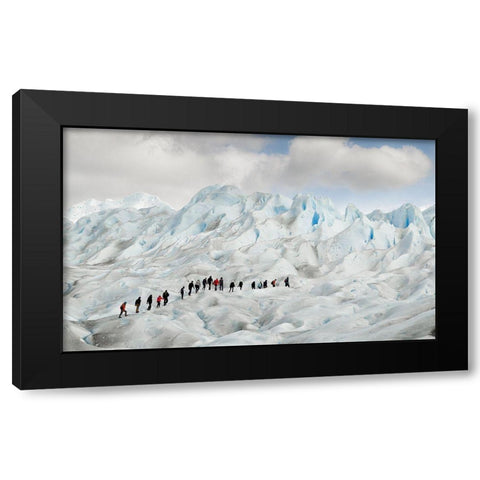 Hiking On Perito Moreno Black Modern Wood Framed Art Print by Oggiano, Roberto