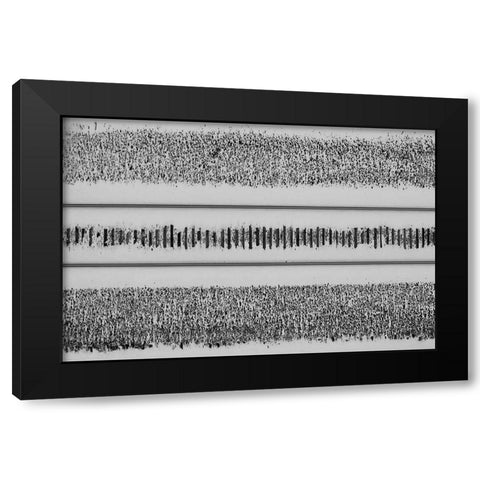 Railroad Black Modern Wood Framed Art Print with Double Matting by Wang, Jian