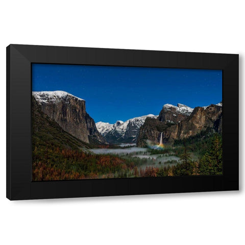 Bridalveil Fall Moonbow Black Modern Wood Framed Art Print by Zhu, Hua