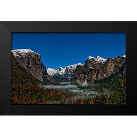 Bridalveil Fall Moonbow Black Modern Wood Framed Art Print by Zhu, Hua