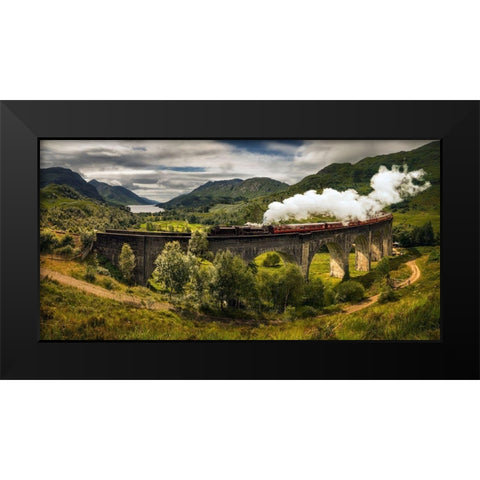 Glenfinnan Bridge Black Modern Wood Framed Art Print by Kruczynski, Wojciech