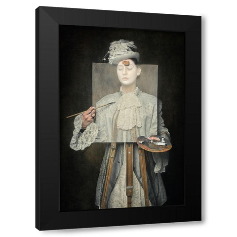 Paintng Myself Black Modern Wood Framed Art Print by Kayen-Mouthaan, Carola