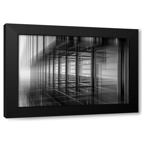 Lines And Patterns Black Modern Wood Framed Art Print by Wogeck, Marianne