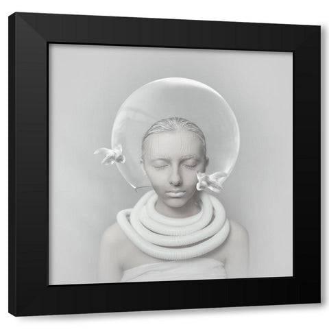 I Feel You Black Modern Wood Framed Art Print by Hardibudi