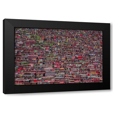Larung Gar Black Modern Wood Framed Art Print with Double Matting by Tianyu