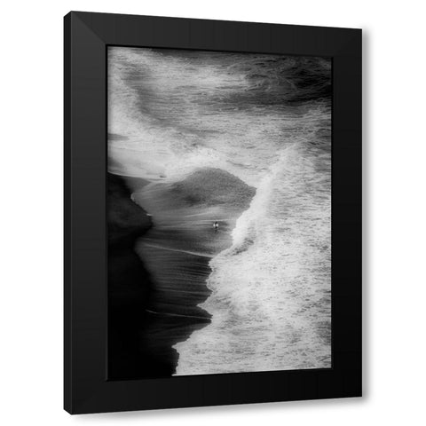 Trying To Surf Black Modern Wood Framed Art Print with Double Matting by Azevedo, Olavo