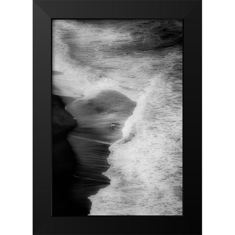 Trying To Surf Black Modern Wood Framed Art Print by Azevedo, Olavo