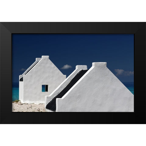 Bonaire Slaves Huts Black Modern Wood Framed Art Print by Hawerkamp, Hans-Wolfgang