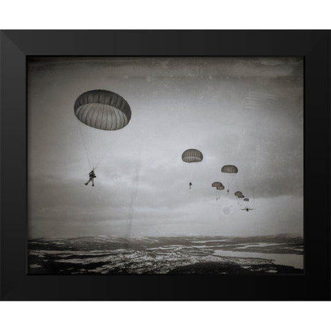Airborne#4 In The Air Black Modern Wood Framed Art Print by Van Hoecke, Martin