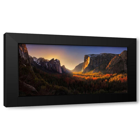 Yosemite Firefall Black Modern Wood Framed Art Print by Zhang, Yan