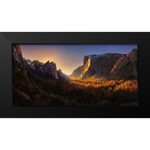 Yosemite Firefall Black Modern Wood Framed Art Print by Zhang, Yan