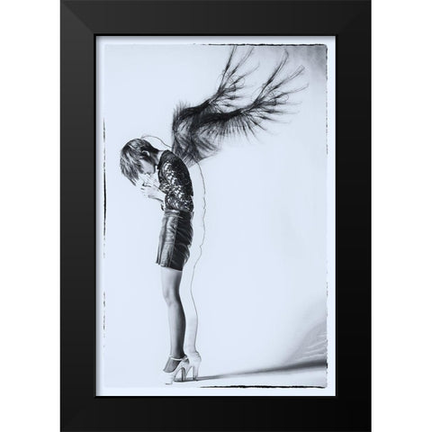 Fallen Angel Black Modern Wood Framed Art Print by Kiyota, Daisuke