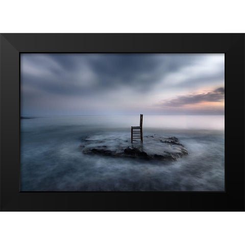 Of Tide-Dusk And Expectations Black Modern Wood Framed Art Print by Kaimaki, Maria