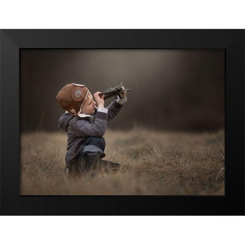 Future Aviator Black Modern Wood Framed Art Print by Whitehead, Annie