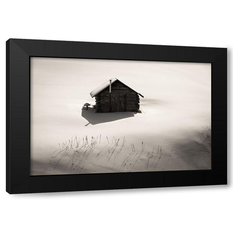 Hut With Chimney Black Modern Wood Framed Art Print with Double Matting by Miribung, Vito