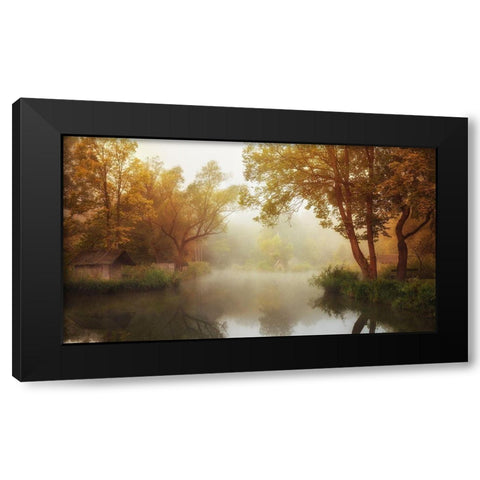 Foggy Autumn Black Modern Wood Framed Art Print by Oliver, Leicher