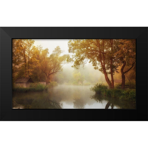 Foggy Autumn Black Modern Wood Framed Art Print by Oliver, Leicher