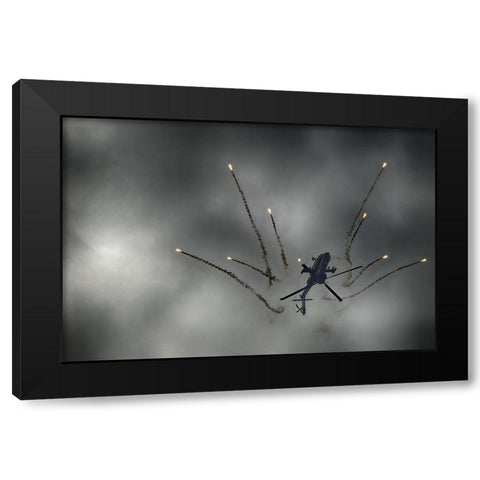 Apaches Fireworks Black Modern Wood Framed Art Print by Orion