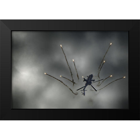 Apaches Fireworks Black Modern Wood Framed Art Print by Orion