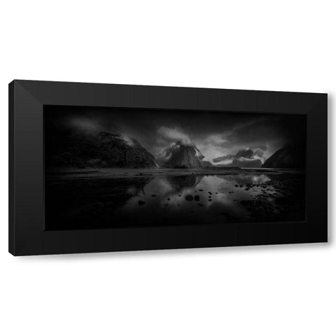 Milford Sound Black Modern Wood Framed Art Print with Double Matting by Graeme